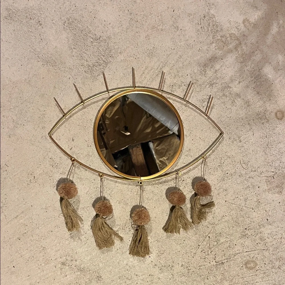 Gold Eye Wall Mirror with Tassels